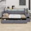 Lit de jour contemporain rembourré avec repose-pieds, tablettes, tiroirs, éclairage DEL et port USB-1286038578