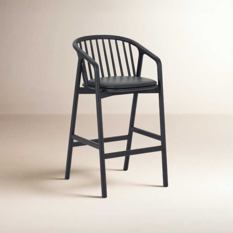 Tabouret de bar et de comptoir Buffolino, Tabouret de comptoir (siège d'une hauteur de 26 p, Noir