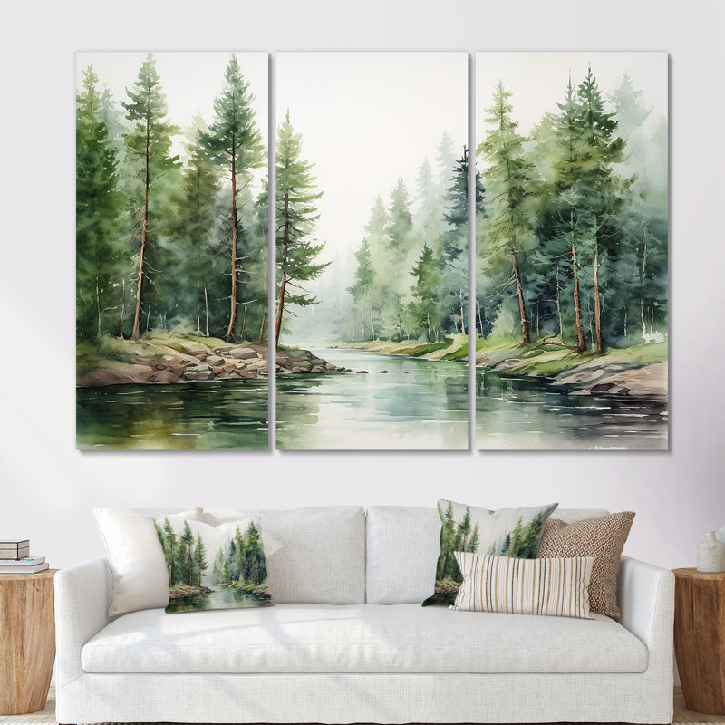 «River Forest Hidden Treasure Scenery I - River Decor», ensemble de reproduction d'art mural, Toile tendue