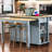 47 inch Kitchen Island with Extendable Dining Table, Rubber Wood Veneer Kitchen Table with Internal Storage Rack, Power Outlet, Kitchen island with Storage 2 Drawers 2 Cabinet,White-1263946652