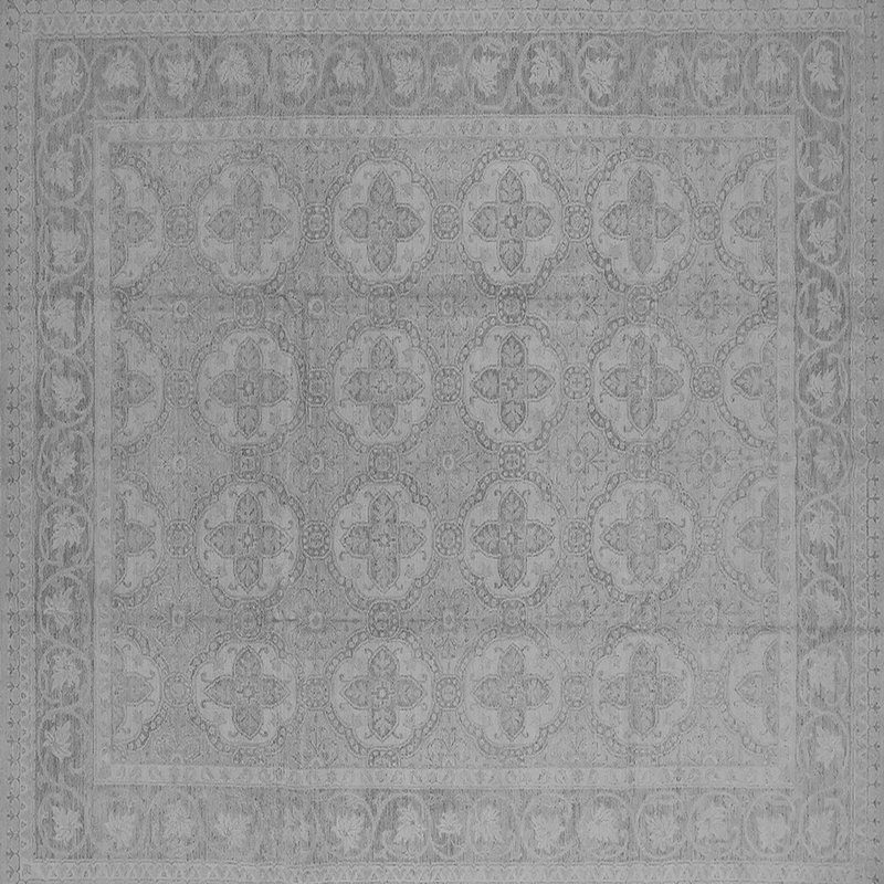 Tapis oriental gris tissé à la machine en polyester / chenille 7 pi x 9 pi Oriental, Rond 7 pi