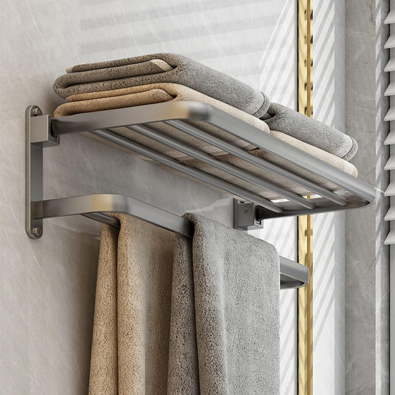 2 porte-serviettes muraux, H 6,7 po x l 16 po x P 8,7 po, Gris moderne