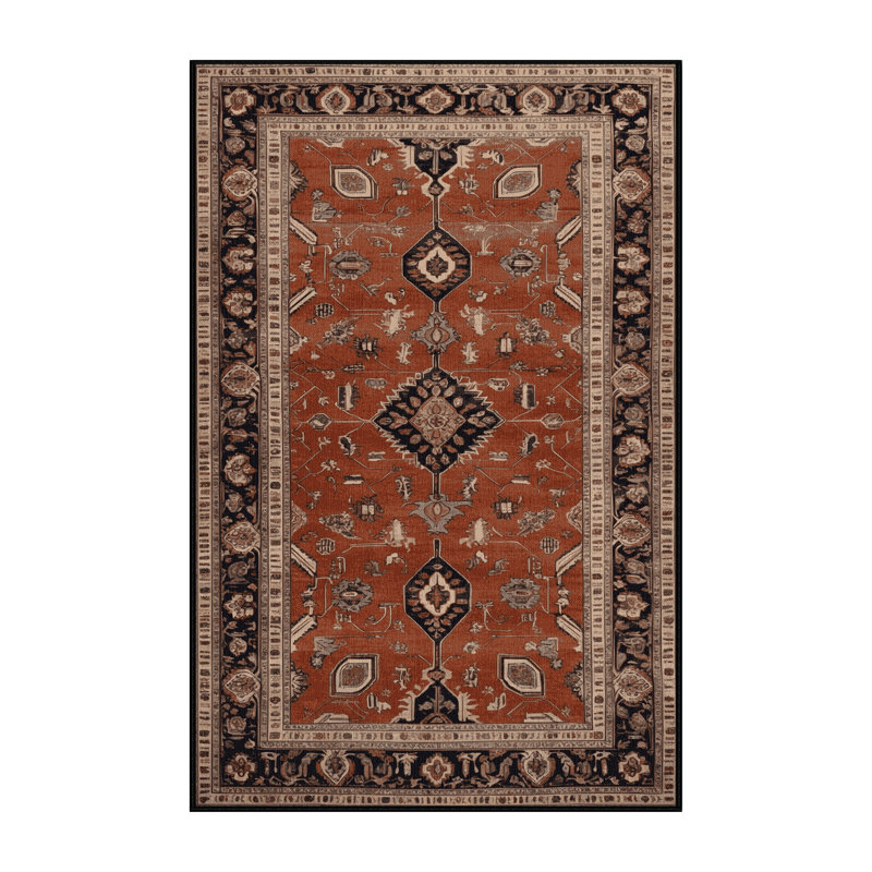 Tapis brun lavable à la machine, Rectangle 7 pi x 9 pi
