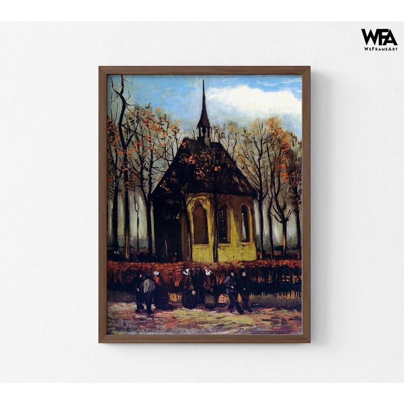 «Chapel at Nuenen with Churchgoers» par Vincent Van Gogh, art mural, impression de Van Gogh, impression de style Van Gogh, décoration murale chrétienne