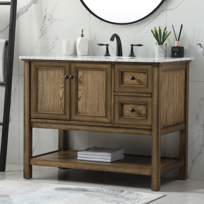 Bonsai 42'' Single Bathroom Vanity with Marble Top, Driftwood
