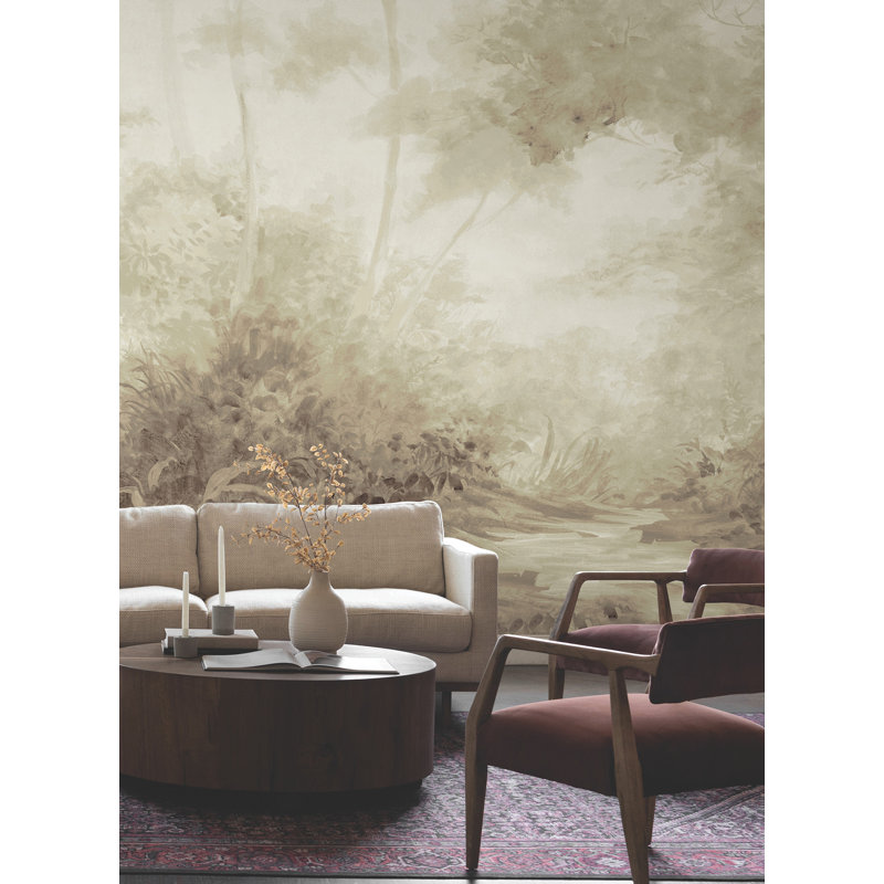 Murale sépia Woodlands, Beige