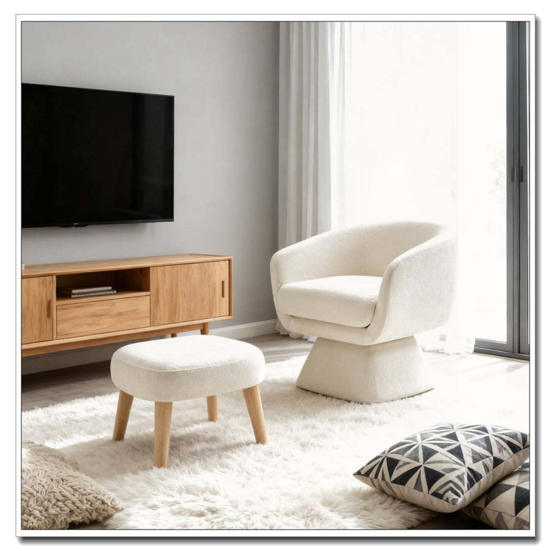 Chaise de loisir rembourrée avec repose-pieds, Blanc