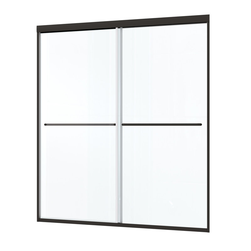 Bypass Shower Door, Sliding Door, With 1/4" Tempered Glass 50-54"X70", Matte Black