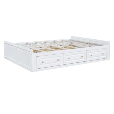 Structure de lit plateforme en bois avec 6 tiroirs