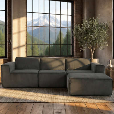 3 Seater Corduroy Sofa & Chaise