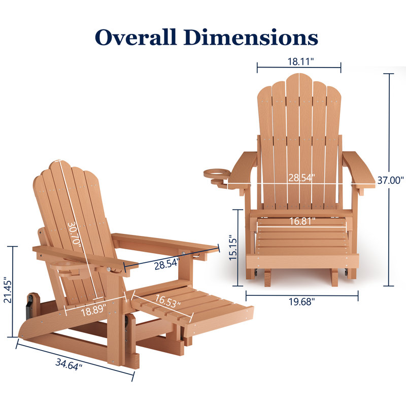 Chaise berçante d'extérieur en PEHD Adirondack, Teak, Yes
