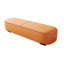 Banc de rangement long en cuir orange avec revêtement en bois orange-112220540-129680167