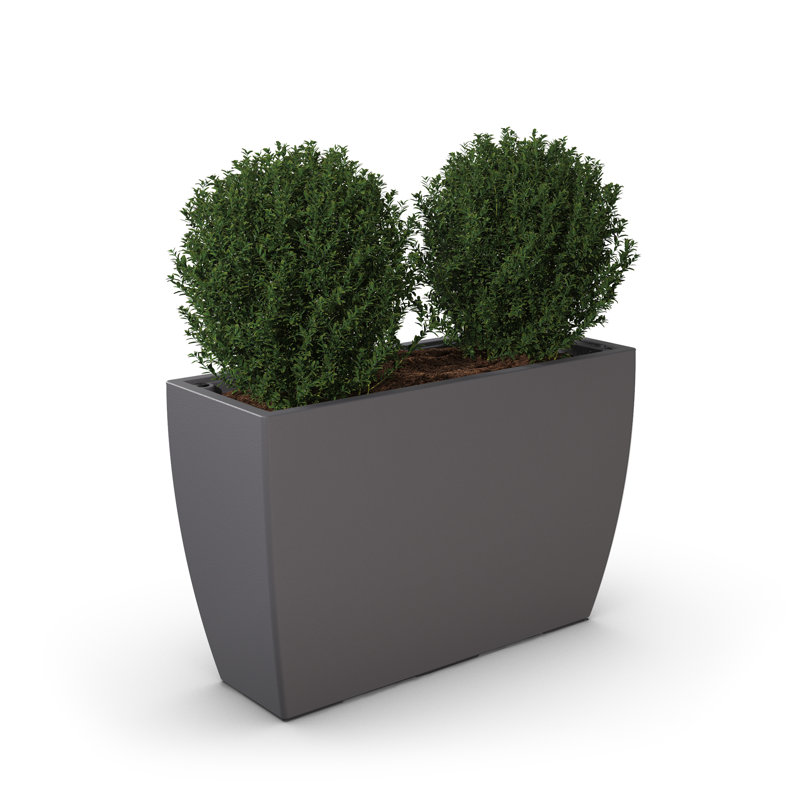 Graphite Grey Contemporary 36" Trough Resin Planter with Self-Watering Feature