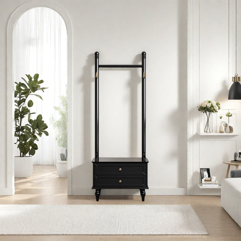 Robust Wooden Closet with Enhanced Storage, Black