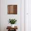 Key box for wall, Opens to the left, 30x30x5, White, Warm wooden surface with visible grain, 