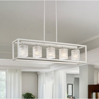 Gerberoy 5 - Light Kitchen Steel Dimmable Island Rectangle Modern Chandelier