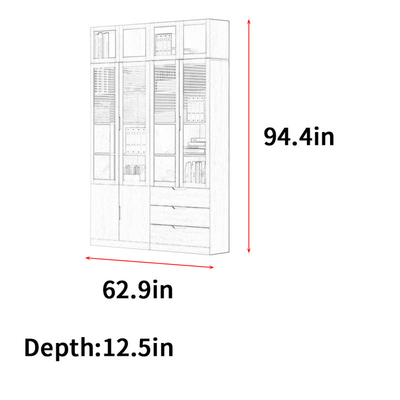 Rubright, 94.4" H x 62.9" W x 12.5" D