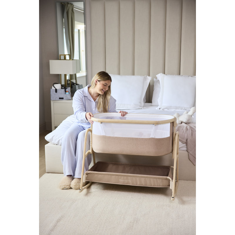 Bubba&Me Luxe Bedside Crib – Stone, Biscuit