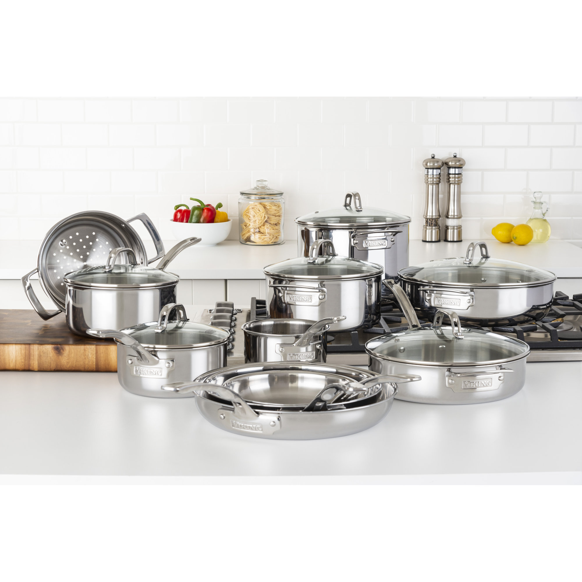 Viking 3-Ply 17 Piece Stainless Steel Cookware Set