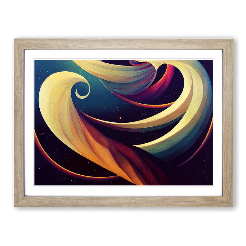Galaxy Art Nouveau Abstract 1 Piece Single Picture Frame Wall Art, 34cm H x 46cm W x 2cm D, Oak Framed