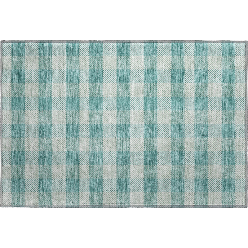 Premium Machine Washable Prisco Teal Rug, Rectangle 1'8" x 2'6"