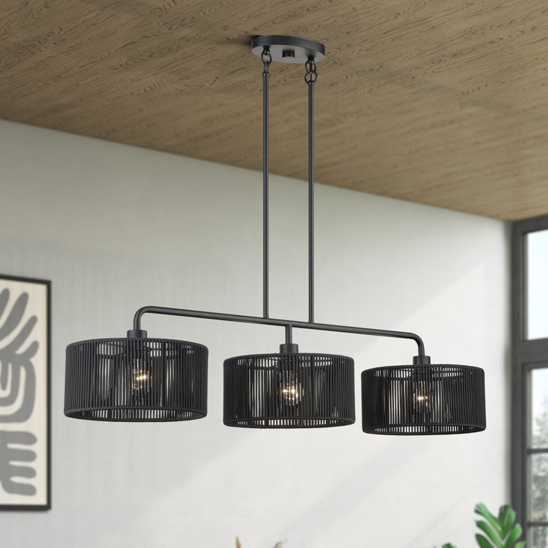 Yount Black Extra Large Linear Chandelier, Matte Black, Black