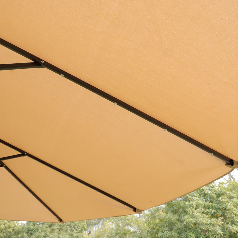 Double parasol avec grand abat-jour pour plage - tissu de cour arrière taupe 15 pi