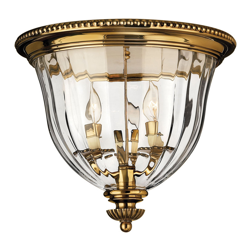 Mulhern Glass Flush Mount, Burnished Brass