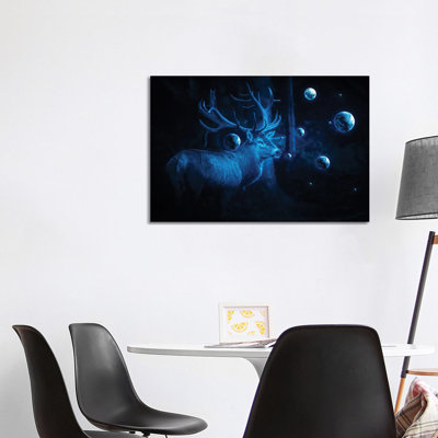Deer Cosmos 1 Piece Wrapped Canvas Wall Art