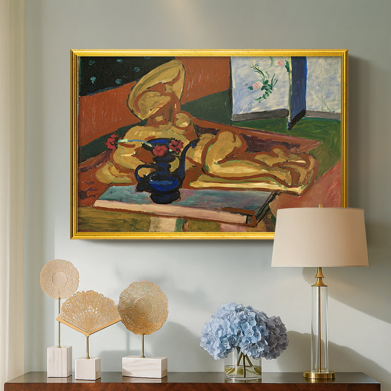 Sculpture et vase persan (la figure de bronze), 1908 - Henri Matisse - Toile encadrée sur mesure, Oui, 26 x 38