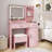 Lavin Makeup Vanity Set, Vanity Desk With Stool, LED Light Mirror And Charging Station-1827918451