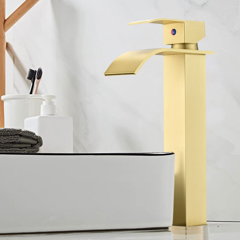 Single Hole Bathroom Faucet, Brushed Gold