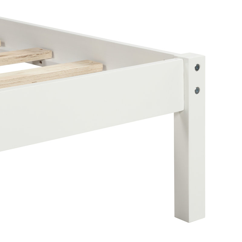 Tête de lit incluse, lit plateforme double, blanc, sans sommier à ressorts avec tête de lit, capacité de charge élevée, Blanc