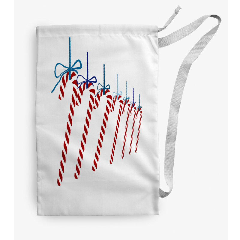 Sac à linge Candy Canes Christmas, Bleu, Petit (H 29 po x l 18 po)