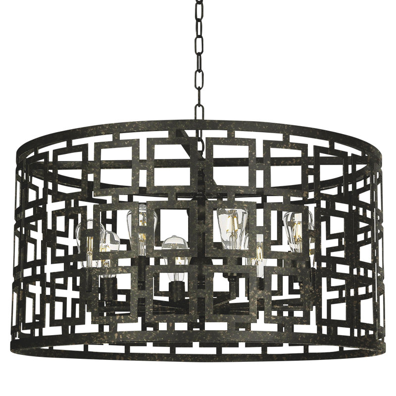 Fifth 8 - Light Unique Drum Chandelier, Antique Black