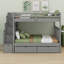 Lit superposé avec tablettes et tiroirs de rangement-440229980
