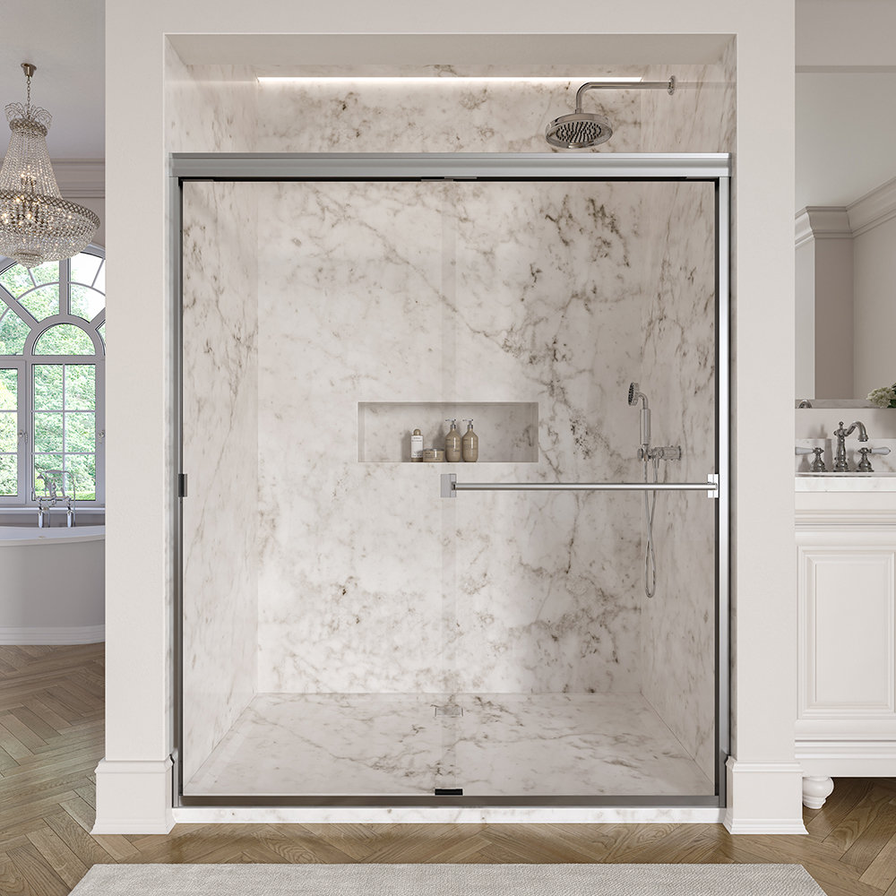 Basco Deluxe 56 in. x 68 in. Framed Sliding Shower Door in Chrome