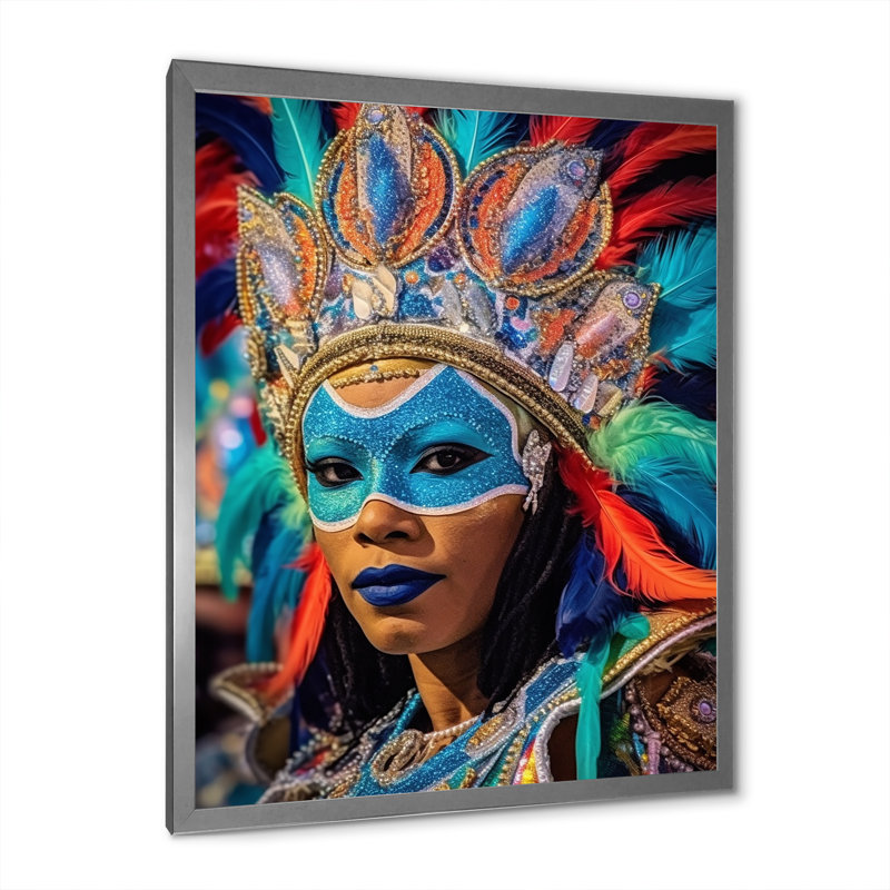 «New Orleans Mardi Gras Celebrations V», reproduction sur toile, H 32 po x l 24 po x P 1 po, Cadre photo argenté
