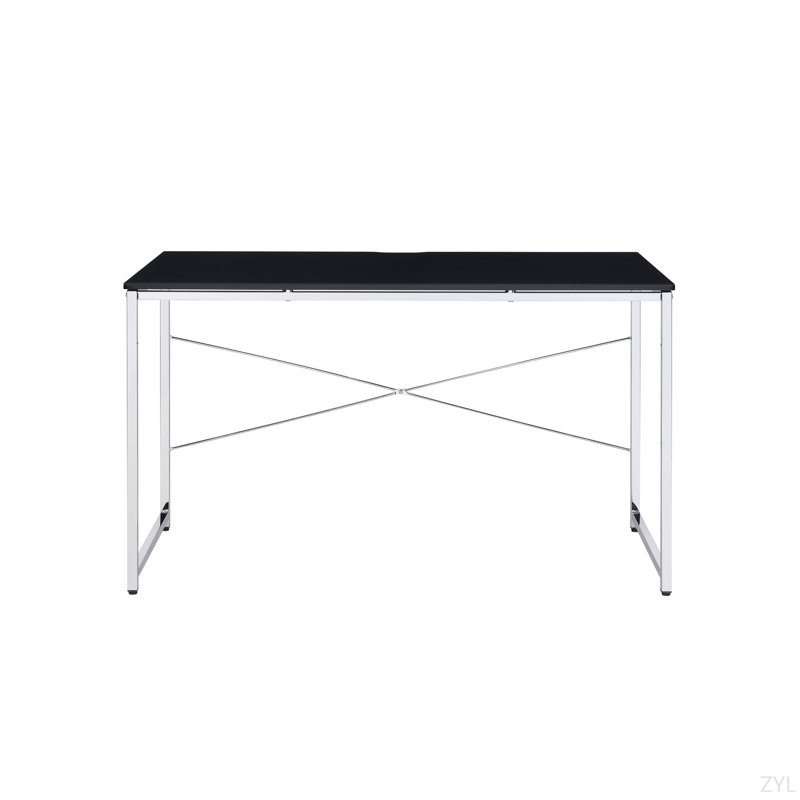 Tennos Chrome Finish Writing Desk, Black/Silver