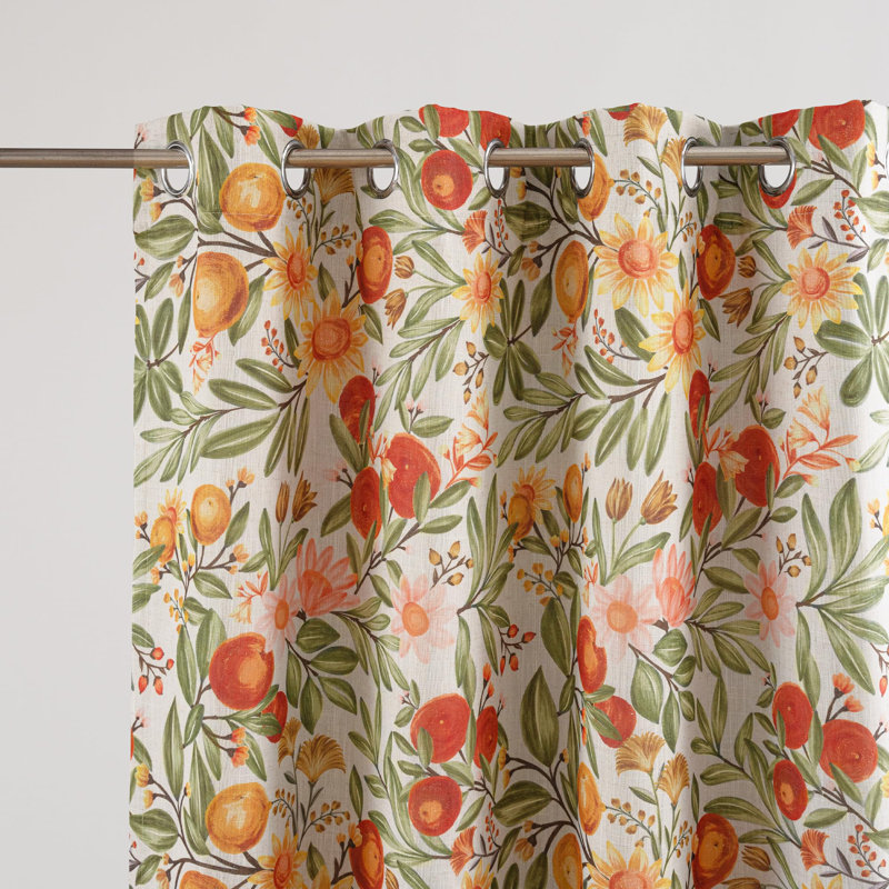 Hansfried Floral Blackout Thermal GrommetCurtain Panels, 52" W x 63" L