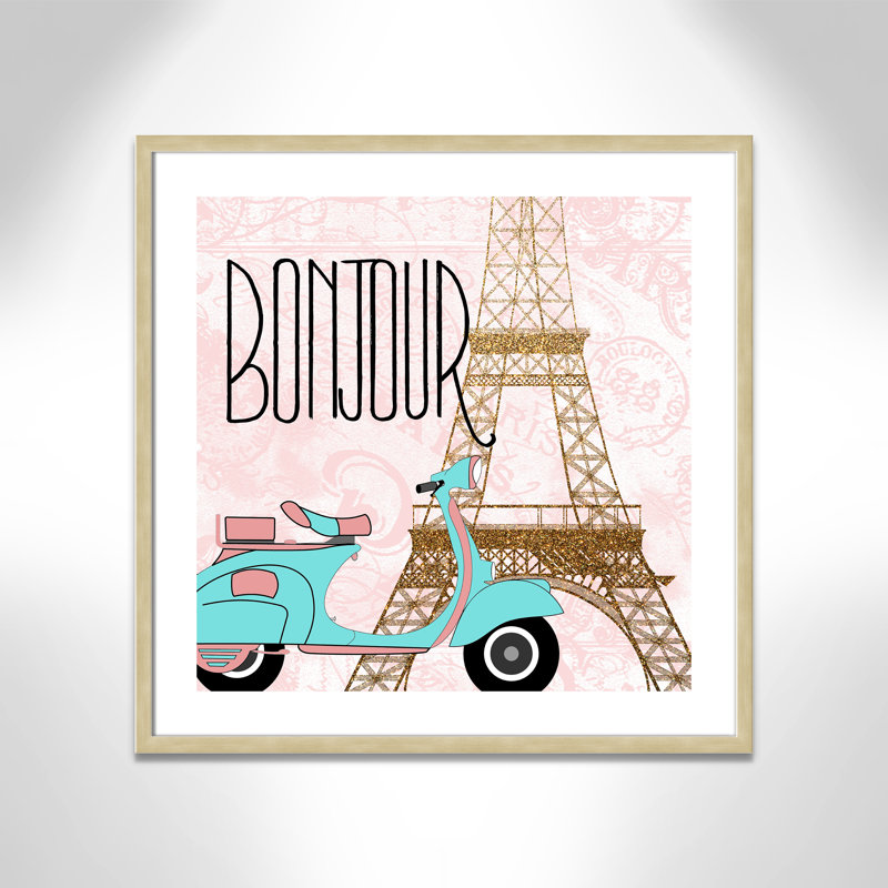 Bonjour paris 2, Cadre boîte champagne clair, H 23,5 po x l 23,5 po x P 1,19 po