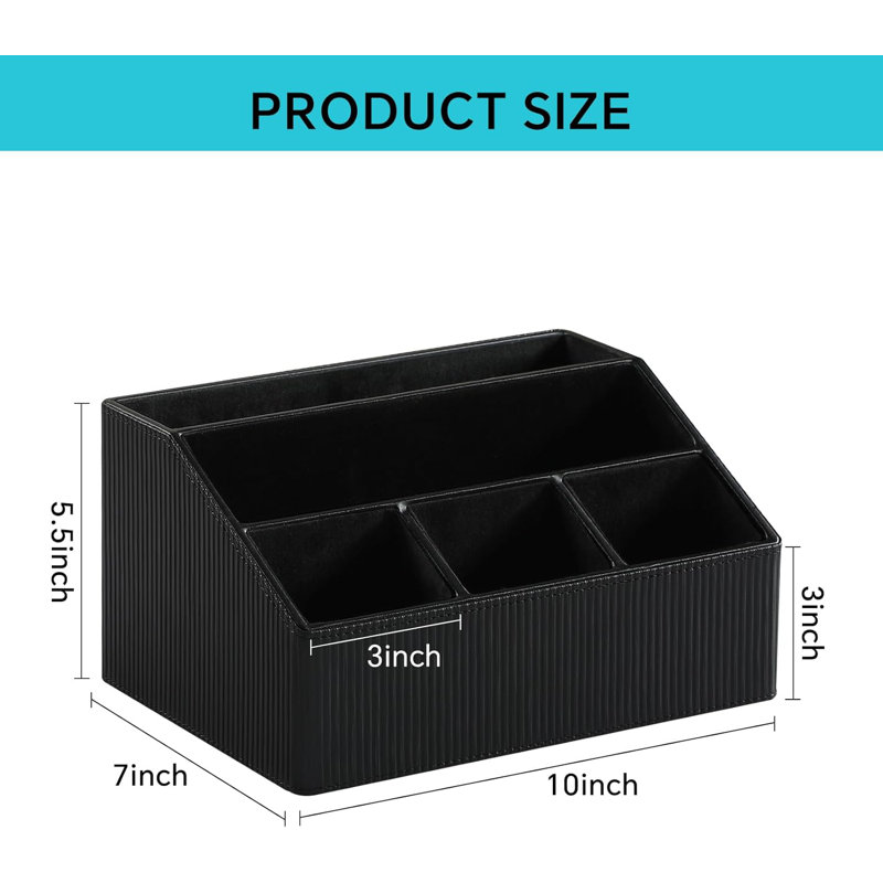 Large PU Leather Desk Organizer Multi-slot Remote Control Holder Table Storage Caddy