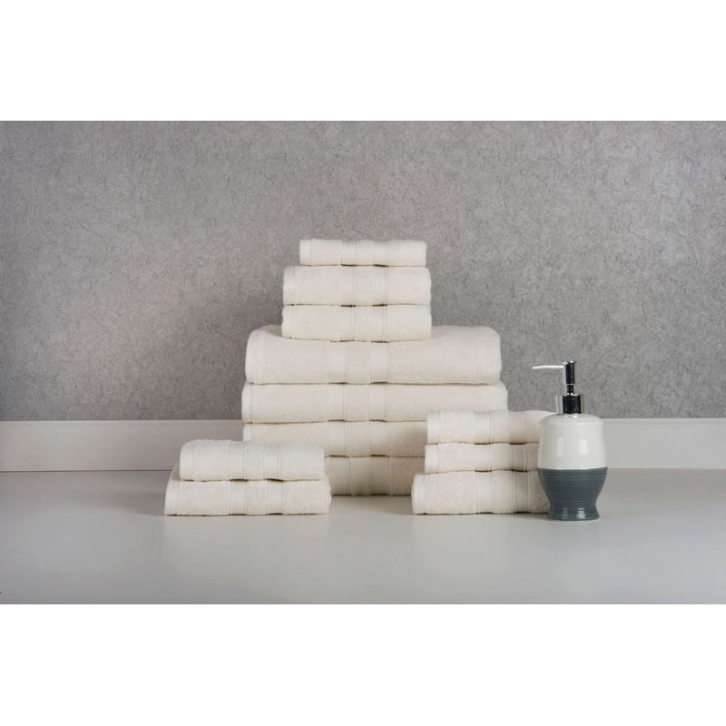 Ensemble de 12 serviettes en coton de qualité égyptienne Bibb Home, Ivoire