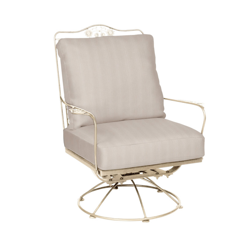 Briarwood Swivel Outdoor Lounge Chair, Weathered White, Canvas Bird's Eye Sunbrella® Canvas