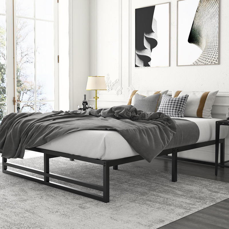 Aula 14'' Metal Platform Bed, Queen