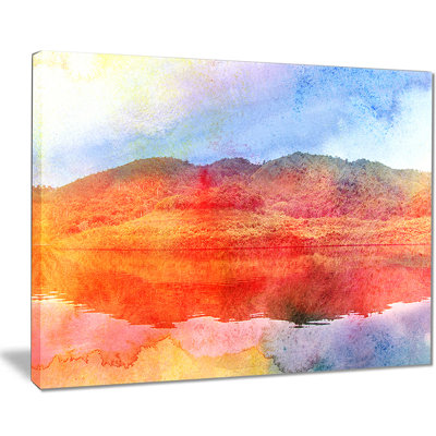 «Red Retro Island Watercolor», reproduction sur toile tendue