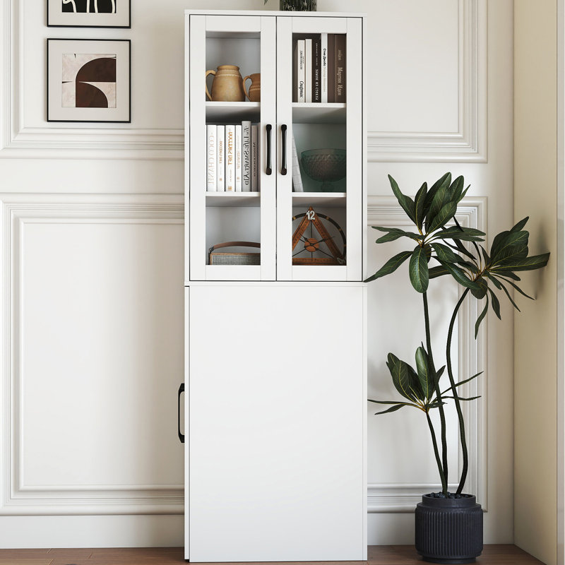 Vitrine H 70,87 po avec 4 tablettes coulissantes et 2 portes en verre