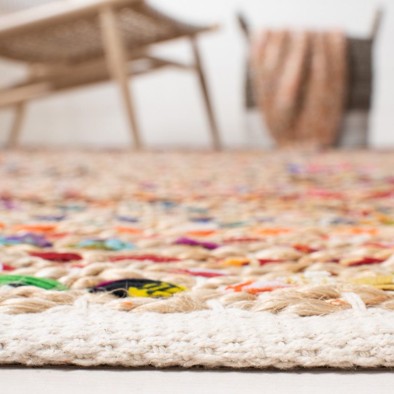 Herzig Handmade Flatweave Jute/Sisal Multicolor Area Rug, Rectangle 5' x 8'