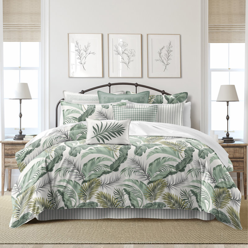 Ensemble de housse de couette en coton Frondosa Seagrass 8 pièces, Housse de couette très grand + 7 pièces supplém