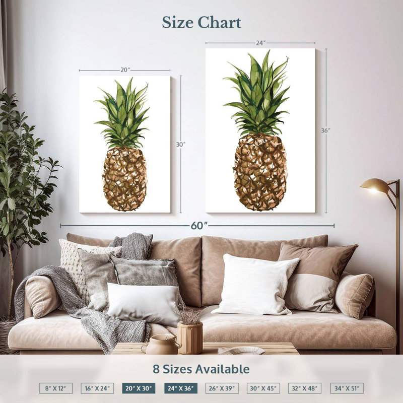 Yarlin, ananas, aquarelle, H 36 po x l 24 po